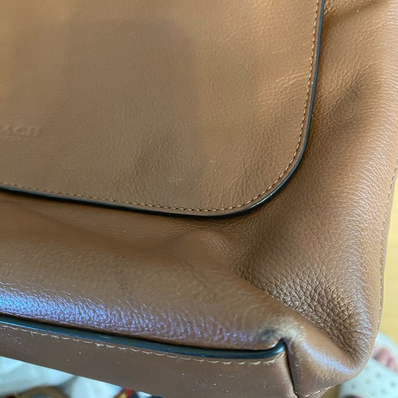 COACH Flap Bag, Medium, Canvas Strap, Silver Hardware, Brown Soft Leather - Picture 15 of 16